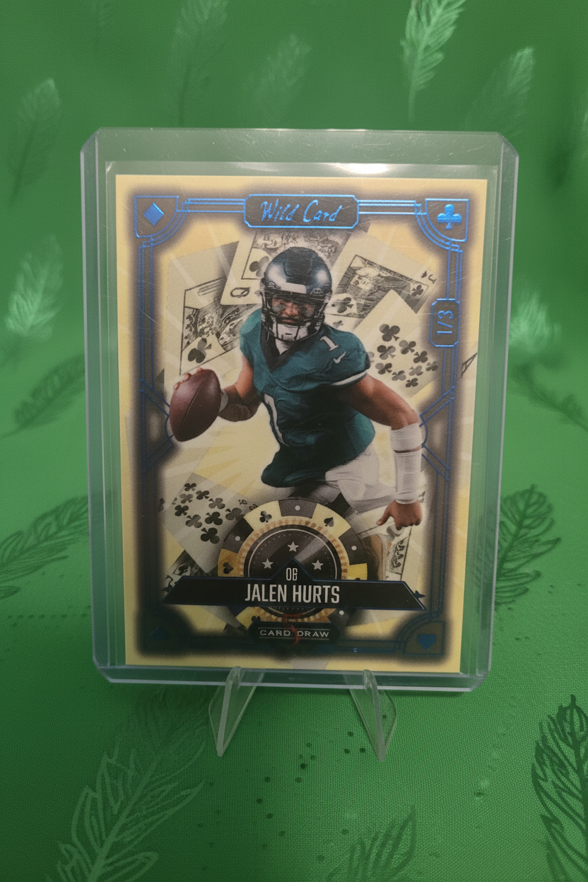 Jalen Hurts Card with Eagles Green Background