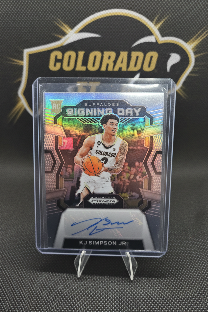 KJ Simpson Jr. Prizm Draft Picks Signing Day RC Auto