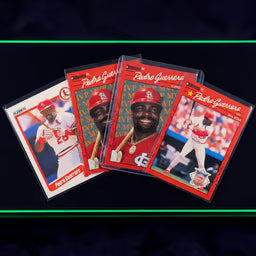 1990 Pedro Guerrero 4-card baseball lot St. Louis Cardinals