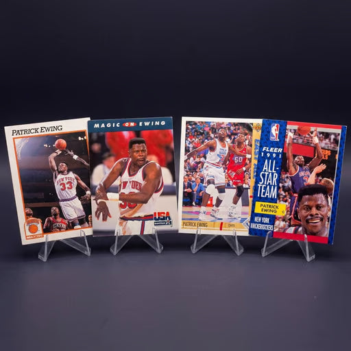 Lot of 4 Patrick Ewing New York Knicks vintage basketball cards