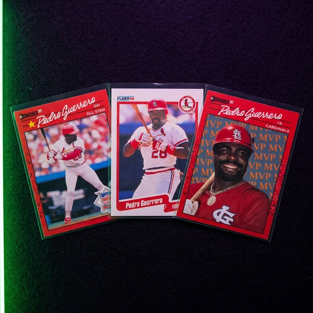 1990 Pedro Guerrero 4-Card Baseball Lot