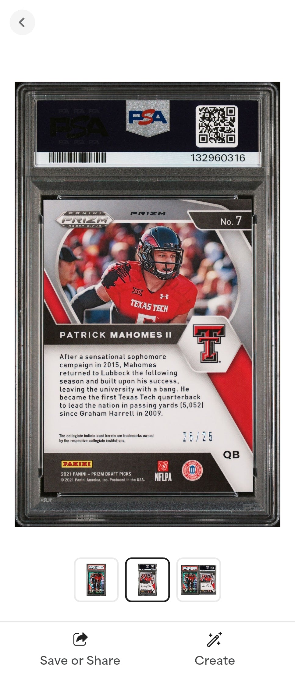 2021 Prizm Draft Picks Patrick Mahomes II Green Pulsar /25 – PSA 10