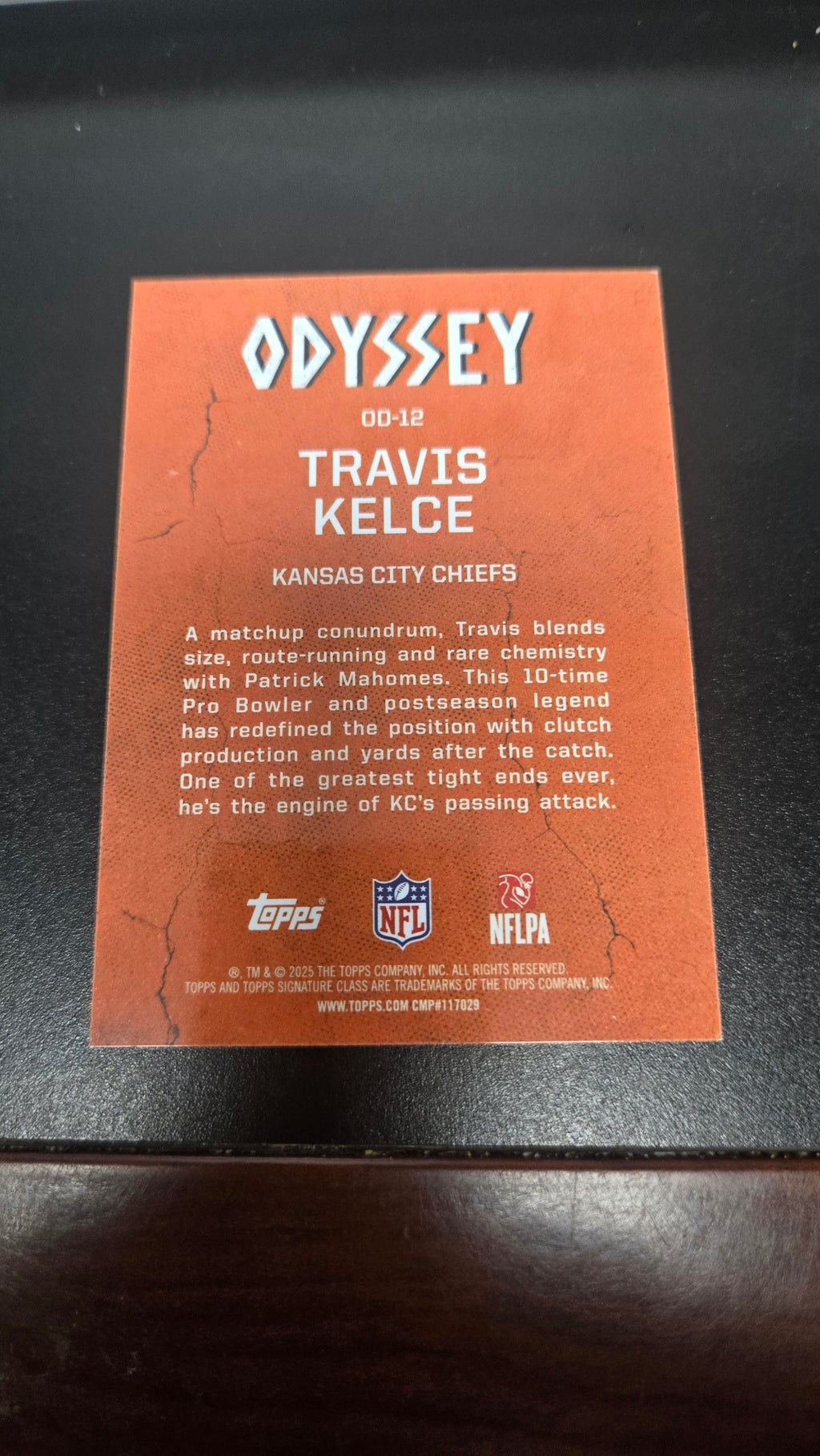 2025 Topps Odyssey Travis Kelce #OD-12 SSP Kansas City Chiefs football card back