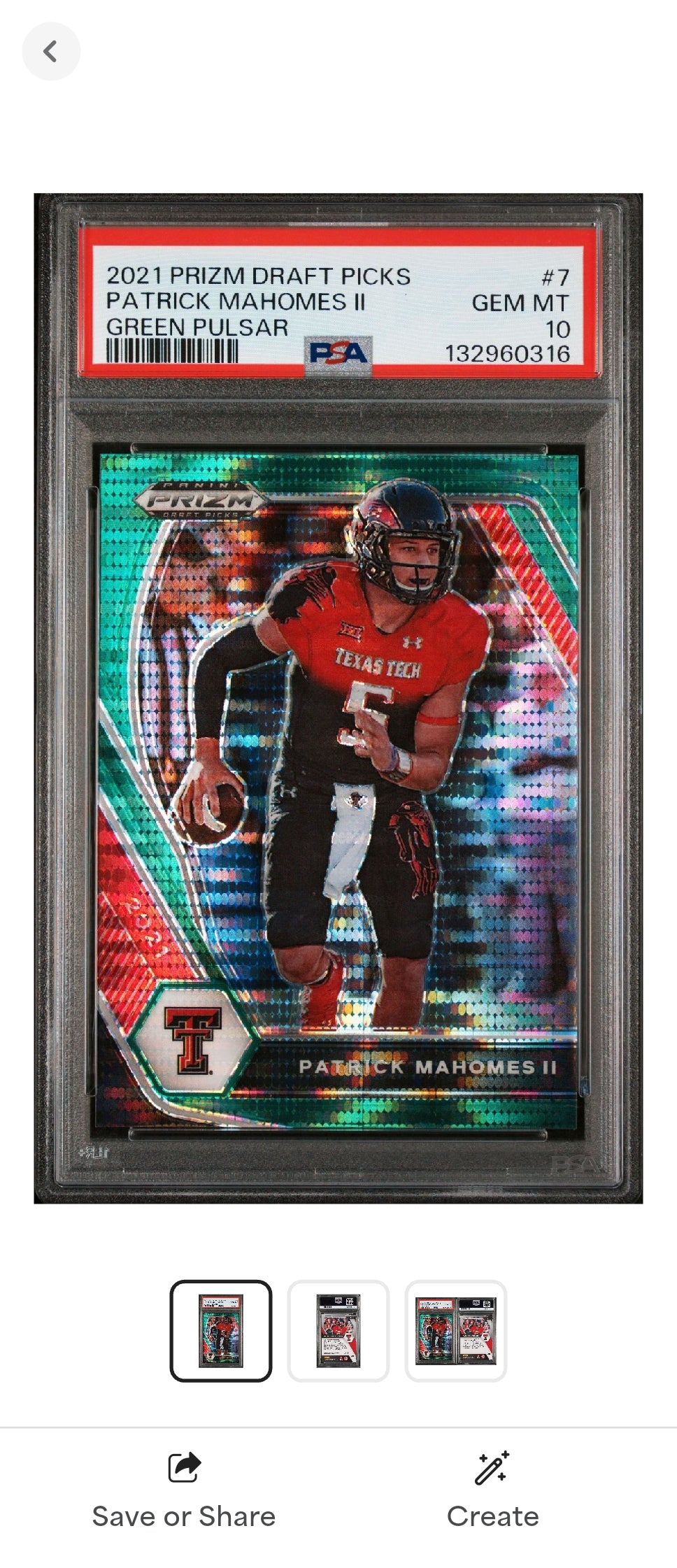 2021 Prizm Draft Picks Patrick Mahomes II Green Pulsar /25 PSA 10 football card