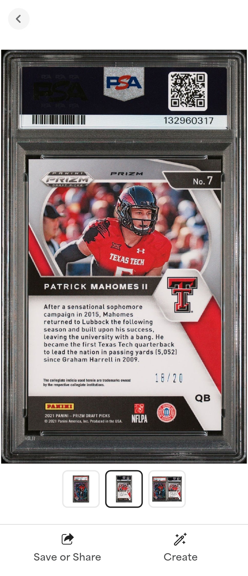 2021 Prizm Draft Picks Patrick Mahomes II Pink Circles /20 – PSA 10