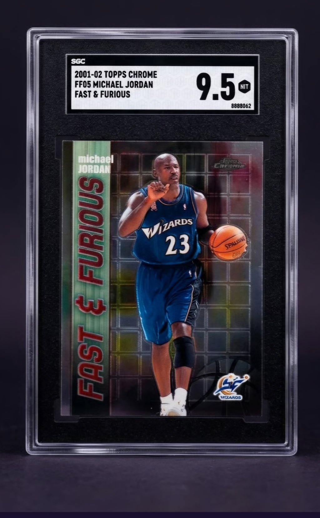 2001-02 Topps Chrome Fast & Furious #FF05 Michael Jordan SGC 9.5 Washington Wizards basketball card