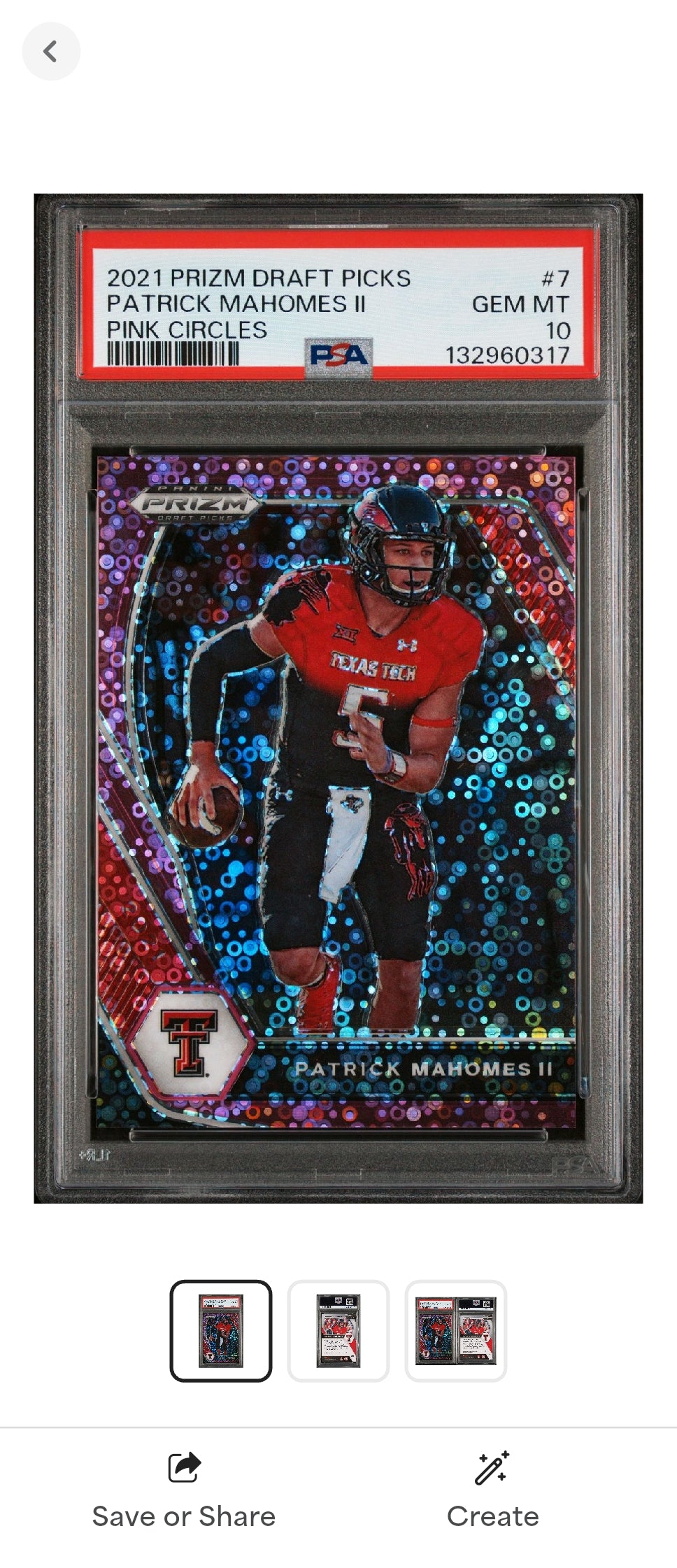 2021 Prizm Draft Picks Patrick Mahomes II Pink Circles /20 PSA 10 football card