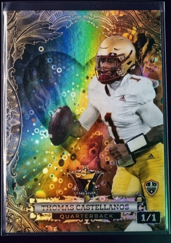 2024 Wild Card 7 Card Studs Thomas Castellanos 1/1 holographic refractor Boston College quarterback card
