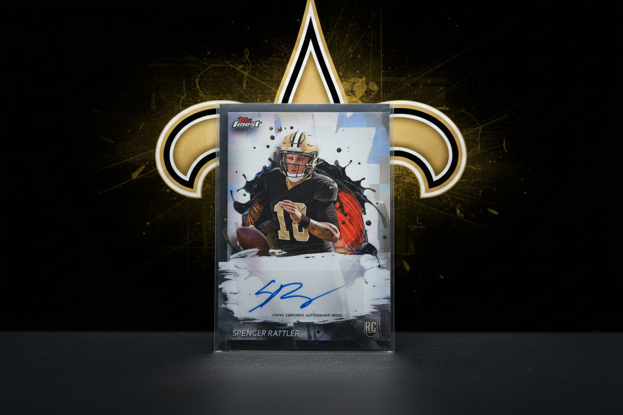 Spencer Rattler Topps Finest Auto - Saints Background